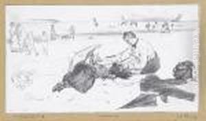 Sur La Plage From Quinze Lithographies by Edgar Degas