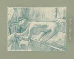 La Sortie De Bain. by Edgar Degas