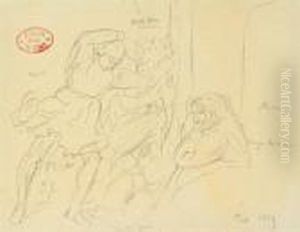 Copy After Gozzoli's "destruction De Sodom" by Edgar Degas