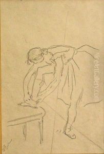 Danseuse Mettant Son Chausson