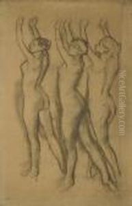 Trois Danseuses En Maillot, Les Bras Leves by Edgar Degas