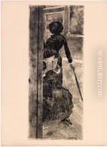 Au Louvre, La Peinture, Mary Cassatt by Edgar Degas