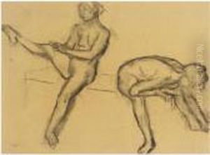 Etude De Nu (deux Femmes Assises) by Edgar Degas
