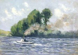 Rolleboise, Remorqueur sur la Seine by Maximilien Luce