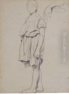 A Draped Figure In Profile To The Left, And A Study Of An Arm by Edgar Degas