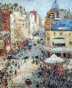 The 14th July in Paris Rue de Clignancourt 1925 by Gustave Loiseau