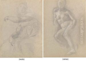 Etude D'apres La Sybille De Michelangelo ; And Etude De Nu by Edgar Degas