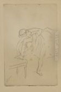 Danseuse Mettant Son Chausson (deltiel 36) by Edgar Degas