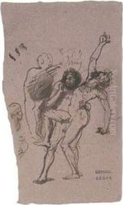 Lutte Des Geants, Hercule Et Antee by Edgar Degas