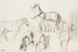 Chevaux Et Cavaliers; Etude by Edgar Degas