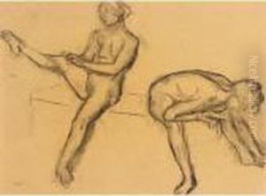 Etude De Nus (deux Femmes Assises) by Edgar Degas