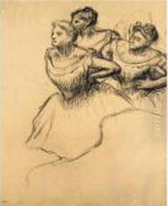 Trois Danseuses Dans Les Coulisses by Edgar Degas