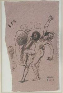 Lutte Des Geants, Hercule Et Atlas by Edgar Degas