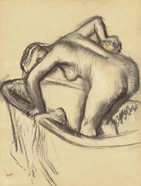 Femme S'epongeant Le Dos - view 1