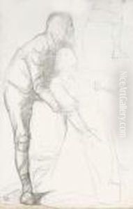 Un Homme Legerement Penche Soutenant Une Femme by Edgar Degas