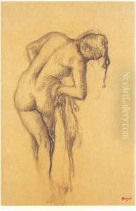 Femme A Sa Toilette Penchee Vers La Droite