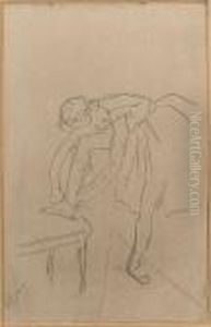 Danseuse Mettant Son Chausson (deltiel 36) by Edgar Degas