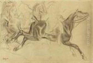 Cavaliers En Habit; Etude
D'apres Carle Vernet's La Chasse Au Cerf, Le Jour De Saint-hubert by Edgar Degas
