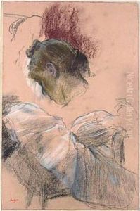 Studies Of The Head Of A Woman And A Dancer. by Edgar Degas