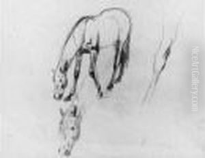 Etude De Chevaux Dessin 
Recto-verso Au Crayon Noir Porte Le Timbre De L'atelier En Bas A Droite by Edgar Degas