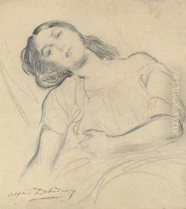 A Young Woman Reclining In A Chair