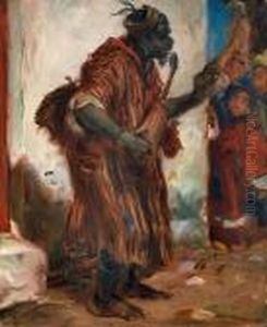Musicien Marocain Au Coin D'une Rue by Alfred Dehodencq