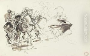 Femme Au Tambourin, Etude D'animaux Et De Chevaux