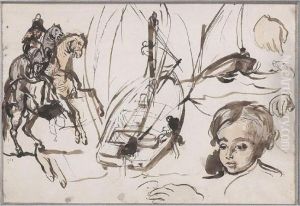 Etudes: Portrait D'edmond, Fils De L'artiste; Etudes De Bateau Et Cavalier