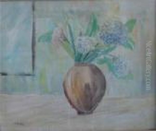 Ortensie Nel Vaso Marrone by Angelo Del Bon