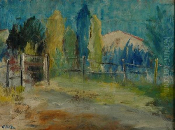 "paesaggio Con Cascina Sullo Sfondo" Olio Su Tela - view 1