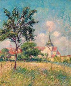 Le Village champs pres de l'eglise by Gustave Loiseau