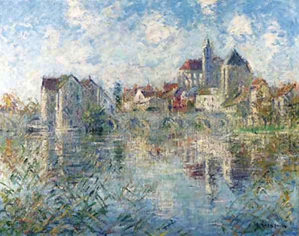 Moret-sur-Loing, le pont et l'glise - view 1