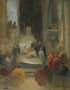 Interior Of A Church: Ordination Of Carmelites by Eugene Delacroix