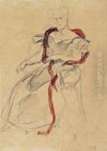 Study For A Portrait Of Madame Guizot by Eugene Delacroix