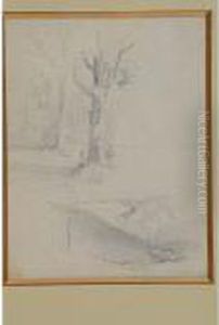 Etude D""arbres Et De Paysage by Eugene Delacroix