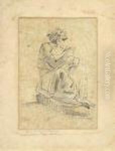 Une Sculpture Antique De Femme Tenant Unecruche by Eugene Delacroix