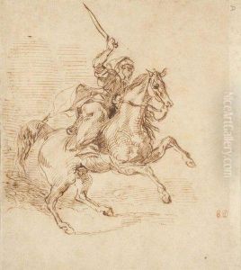 Cavalier Marocain Chargeant by Eugene Delacroix