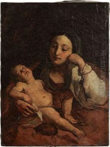 Study Of A Mother And Child by Eugene Delacroix
