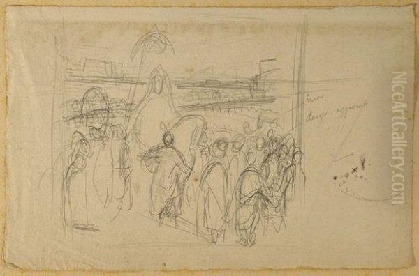 Etude Pour Muley Abd Err
Rhahmann, Sultan Du Maroc, Sortant De Sonpalais De Mequinez, Entoure De
Sa Garde Et De Ses Principauxofficiers - view 1