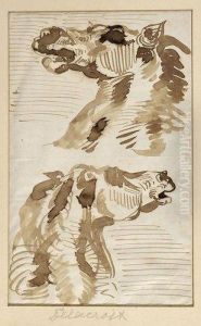 Etude De Deux Tetes Dechevaux