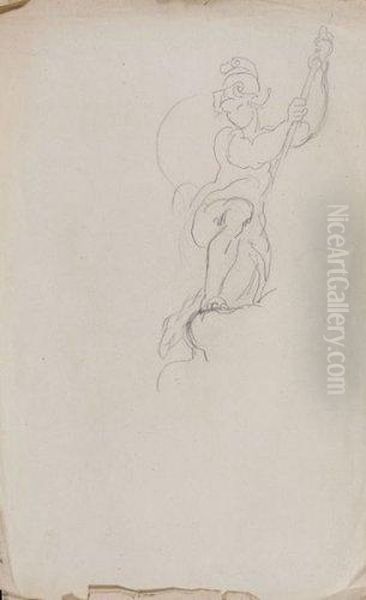 Etude Pour La Figure De Saint Michel Pour Le Tableau Saint Michelterrassant Le Demon - view 1