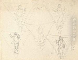 Etude De Figures A L'antique Et 
Anges Pour Les Ecoincons De Lachapelle Des Anges, Eglise Saint Sulpice A
 Paris