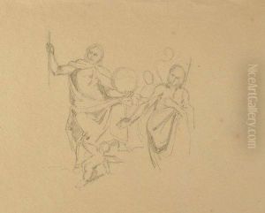 Le Christ Salvator Mundi, Saint Jean - Baptiste Et Un Ange by Eugene Delacroix