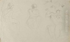 Etude De Troisf Igures by Eugene Delacroix