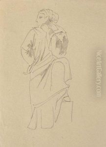 Etude De Figure A L'antique, Un Pied Sur Un Socle by Eugene Delacroix