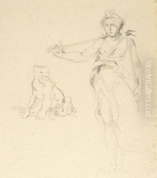 Etude D'une Figure A L'antique Et D'une Panthere Assise - view 1