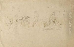 Etude De Cavaliers by Eugene Delacroix