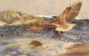 A Sea Eagle Chasing Eider Duck by Bruno Andreas Liljefors