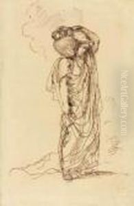 Femme Arabe Portant Une Amphore by Eugene Delacroix