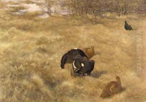 Ladskap Med Tjader (Capercaillie) by Bruno Andreas Liljefors